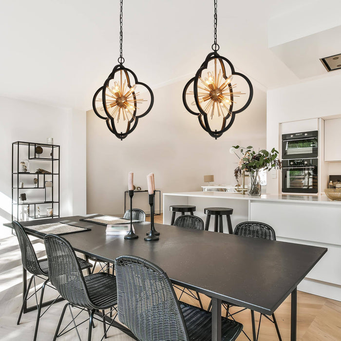 Roriga 6-Light Black and White Chandelier