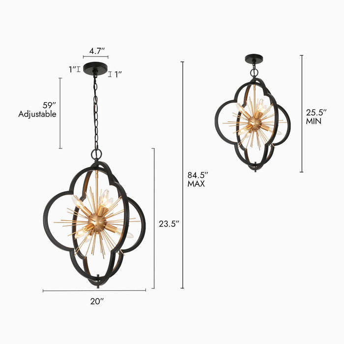 Roriga 6-Light Black and White Chandelier