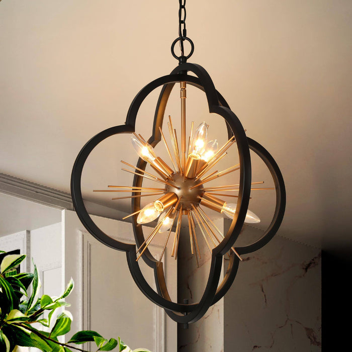 Roriga 6-Light Black and White Chandelier