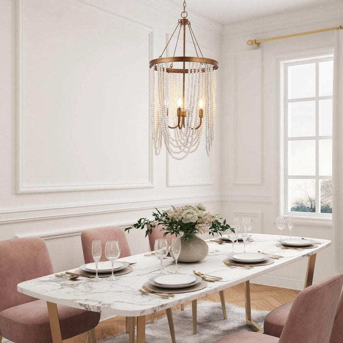 Mystria 4-Light Wood Bead Chandelier