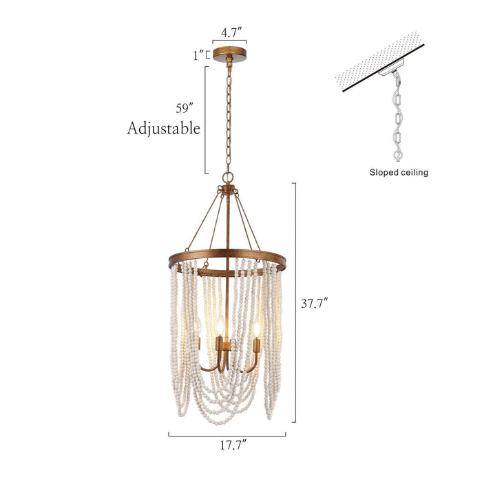 Mystria 4-Light Wood Bead Chandelier
