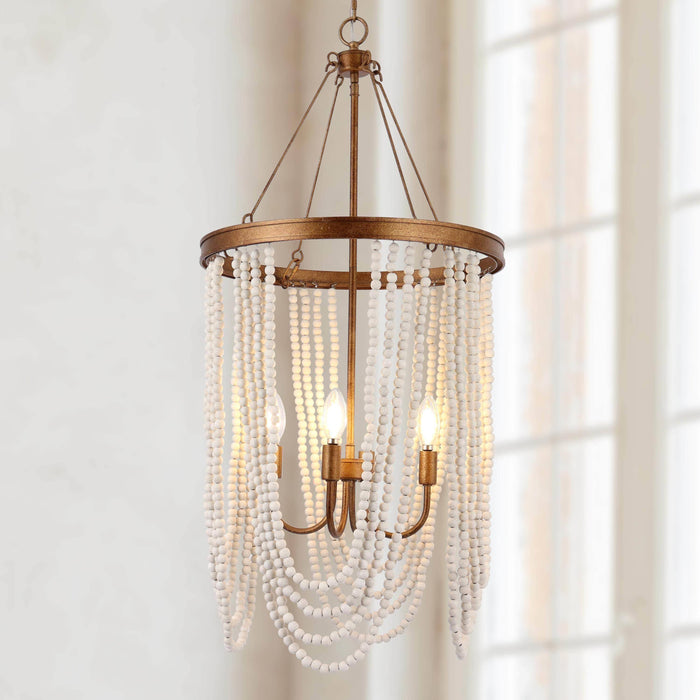 Mystria 4-Light Wood Bead Chandelier