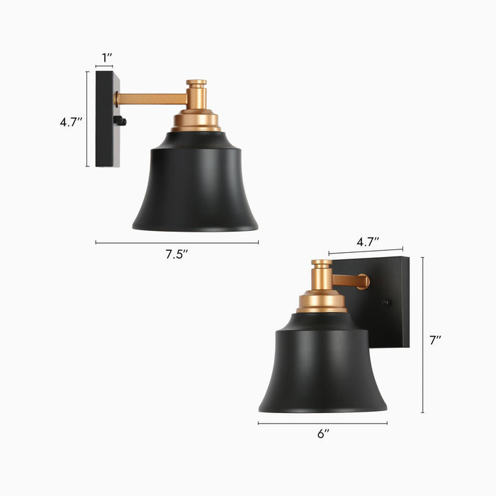 Phapri 1-Light Black and Brass Wall Sconce