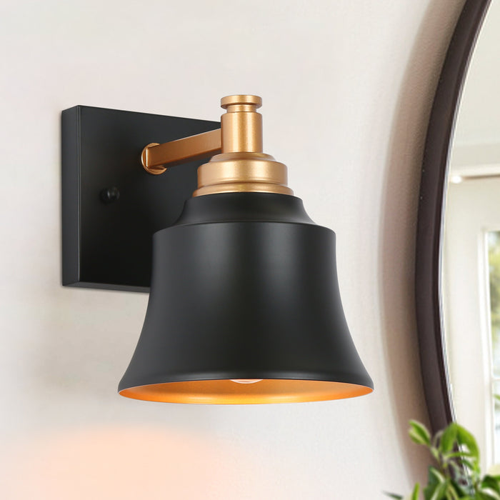 Phapri 1-Light Black and Brass Wall Sconce