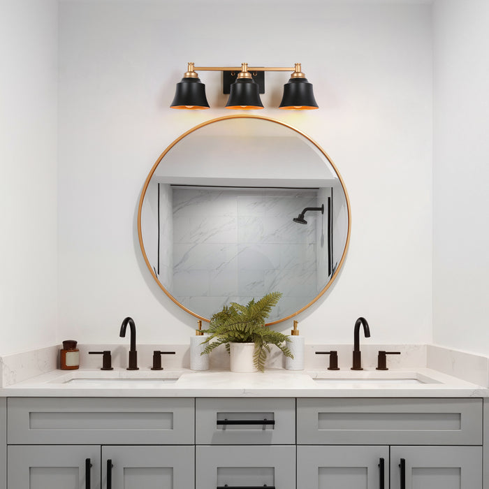 Phapri 3-Light Black and Gold Bathroom Vanity Light