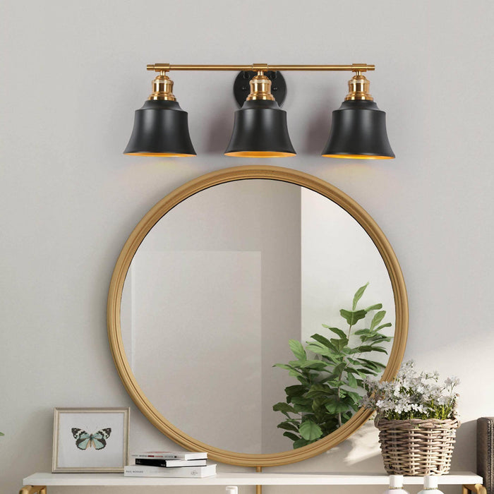 Webana 3-Light Black and Brass Bathroom Vanity Light