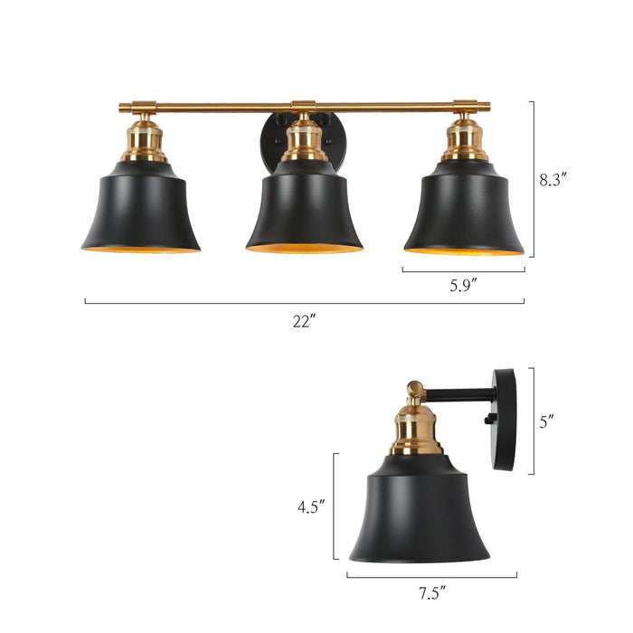 Webana 3-Light Black and Brass Bathroom Vanity Light
