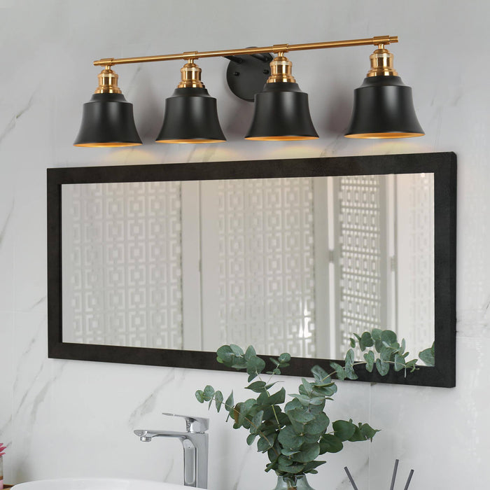 Webana 4-Light Black and Brass Bathroom Vanity Light
