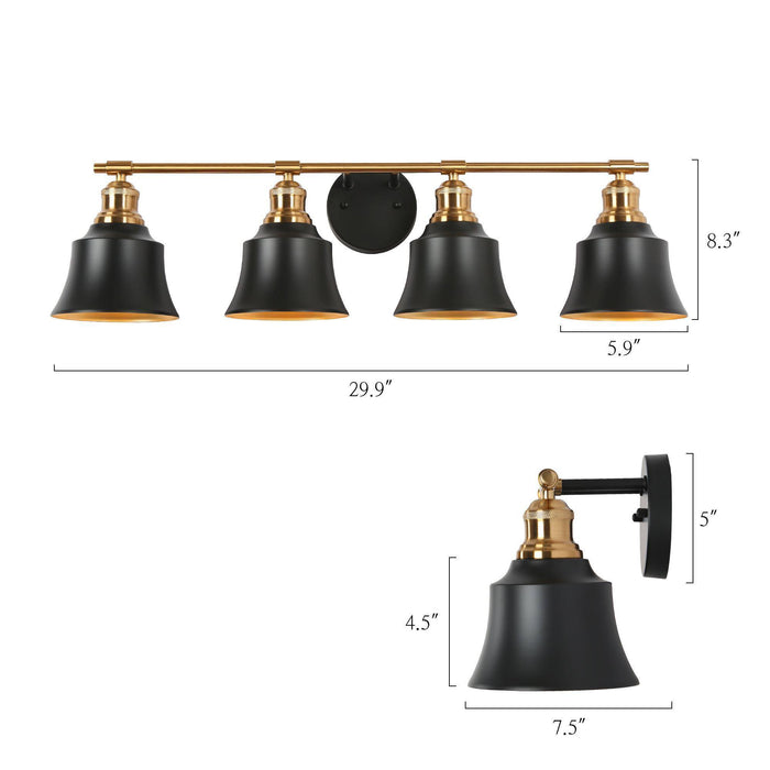 Webana 4-Light Black and Brass Bathroom Vanity Light