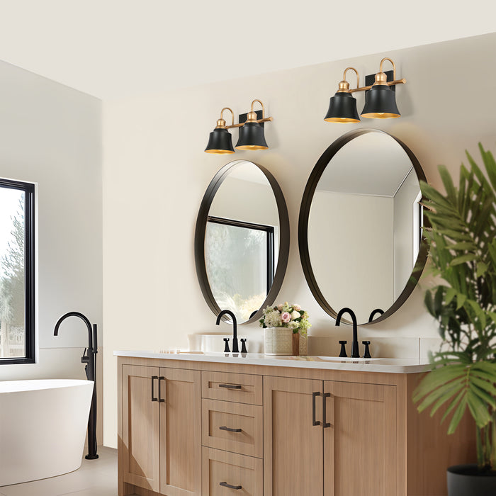 Aphotes 2-Light Black and Gold Bathroom Vanity Light