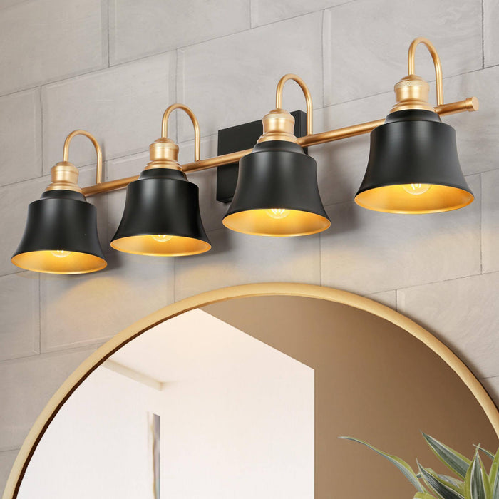 Aphotes 4-Light Black and Gold Bathroom Vanity Light
