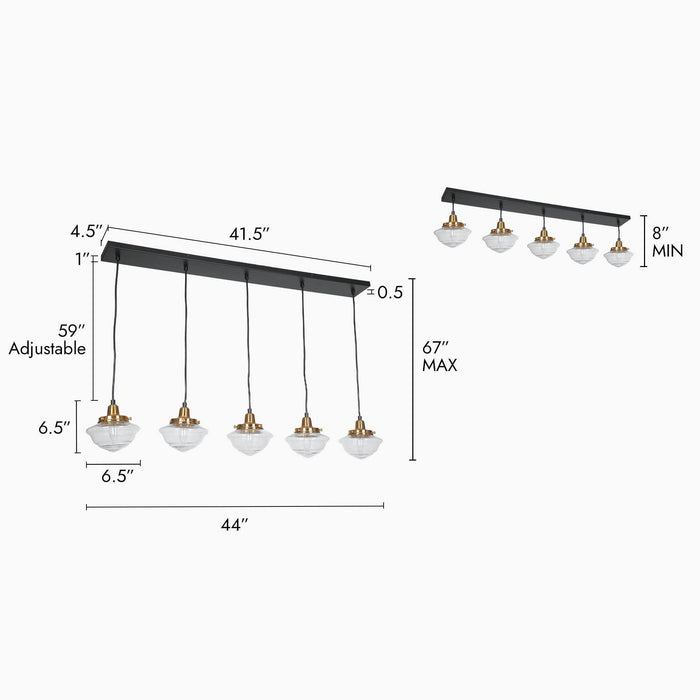 Getara 5-Light Black and Gold Island Light