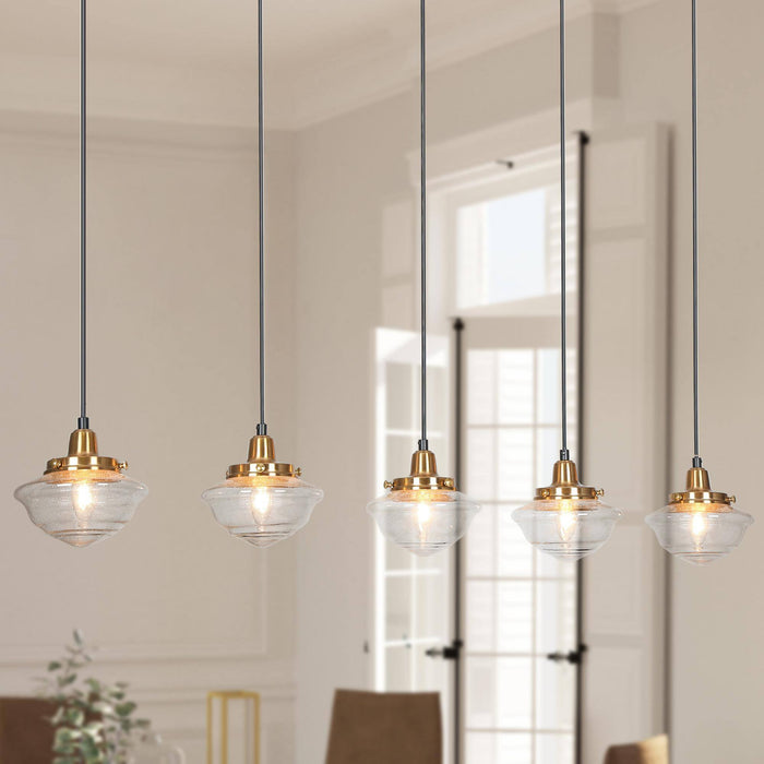 Getara 5-Light Black and Gold Island Light