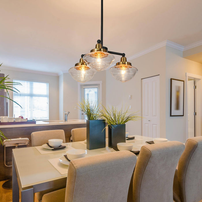 Getara 3-Light Black and Brass Chandelier