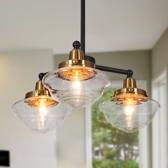 Getara 3-Light Black and Brass Chandelier