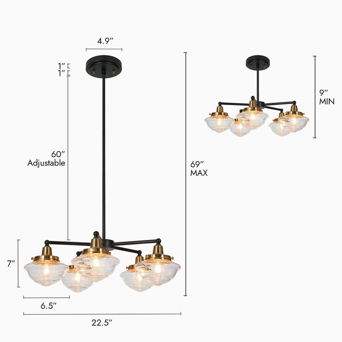 Getara 5-Light Black and Brass Chandelier