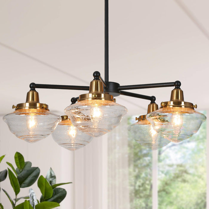 Getara 5-Light Black and Brass Chandelier