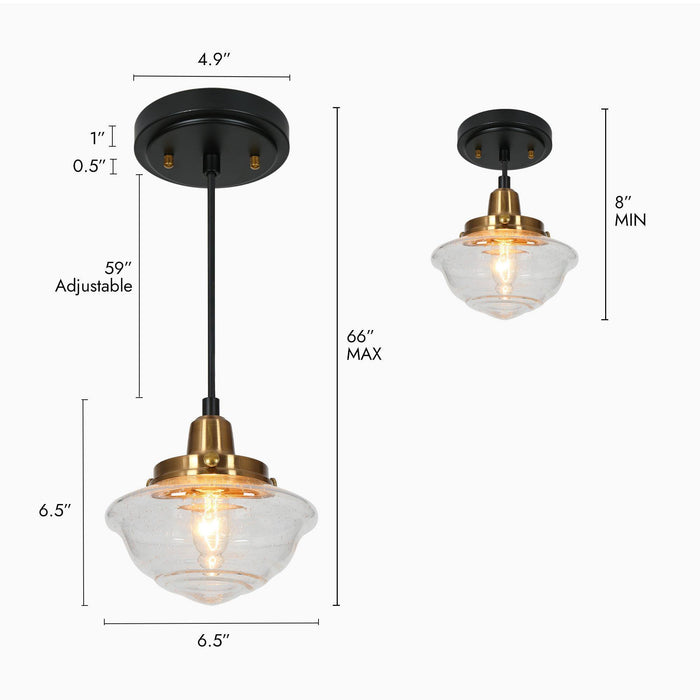 Getara 1-Light Black and Brass Pendant Light