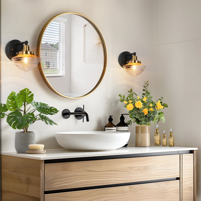 Getara 1-Light Black and Brass Wall Sconce