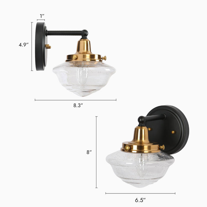 Getara 1-Light Black and Brass Wall Sconce