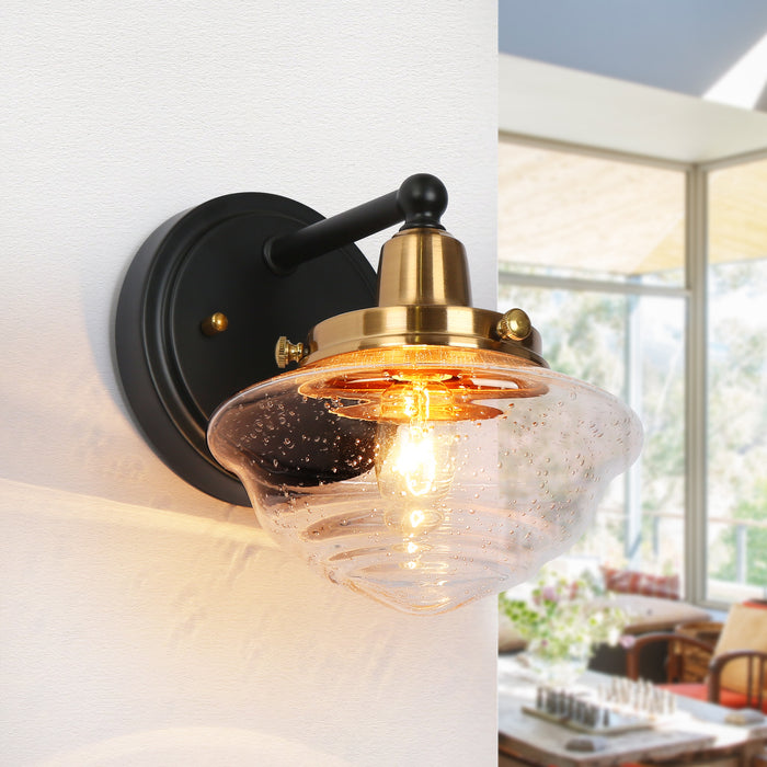 Getara 1-Light Black and Brass Wall Sconce