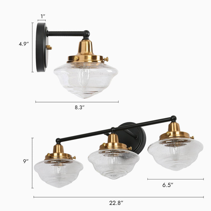 Getara 3-Light Black and Brass Bathroom Vanity Light