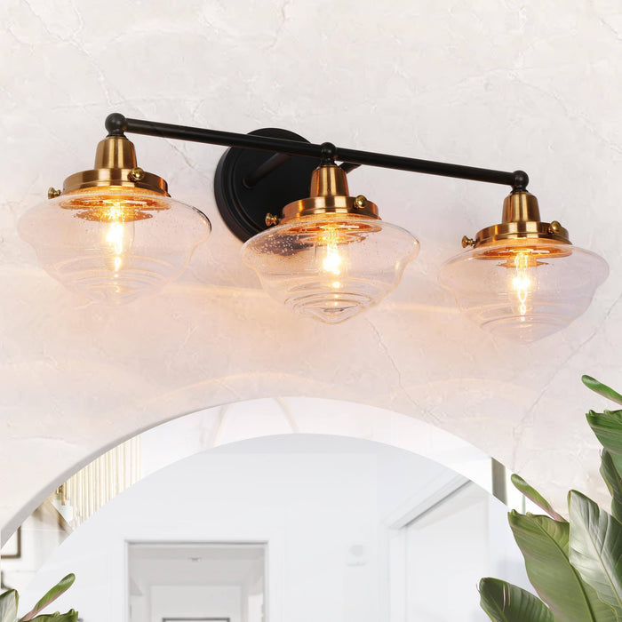 Getara 3-Light Black and Brass Bathroom Vanity Light