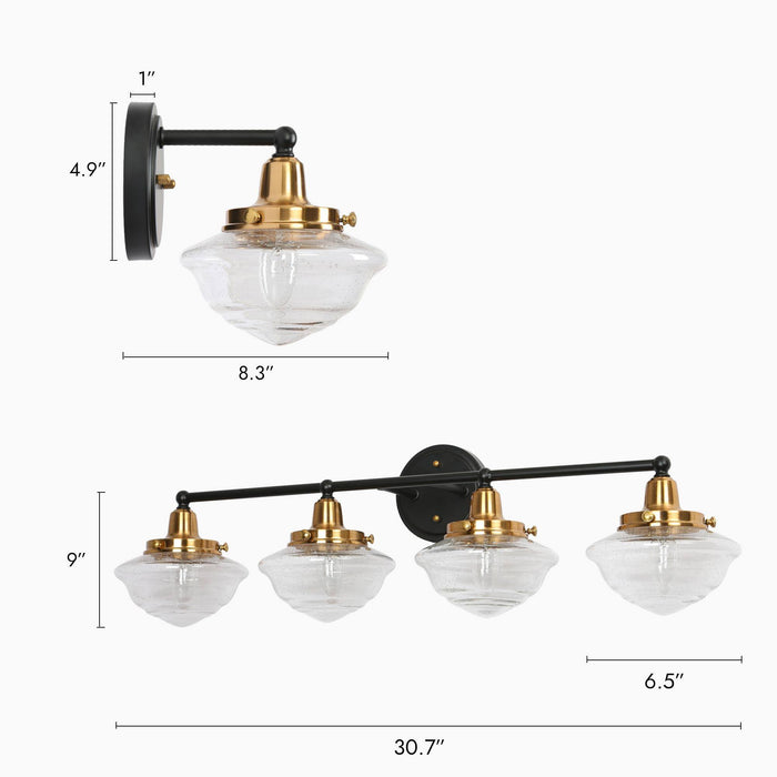 Getara 4-Light Black and Brass Bathroom Vanity Light