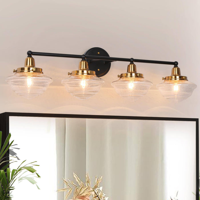 Getara 4-Light Black and Brass Bathroom Vanity Light