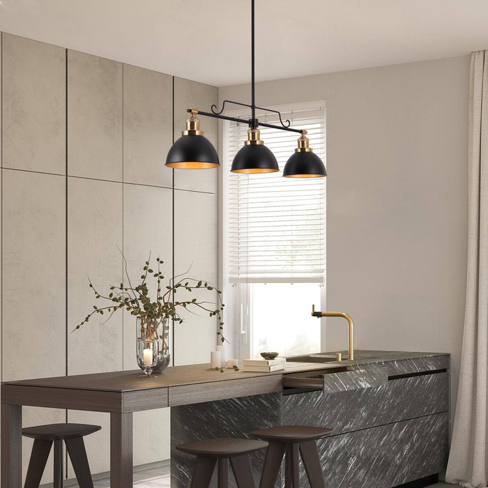 Despovy 3-Light Black and Brass Island Light
