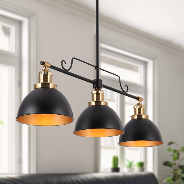 Despovy 3-Light Black and Brass Island Light