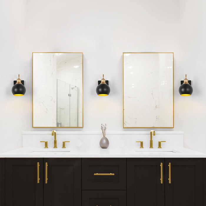 Burdock 1-Light Black and Brass Wall Sconce