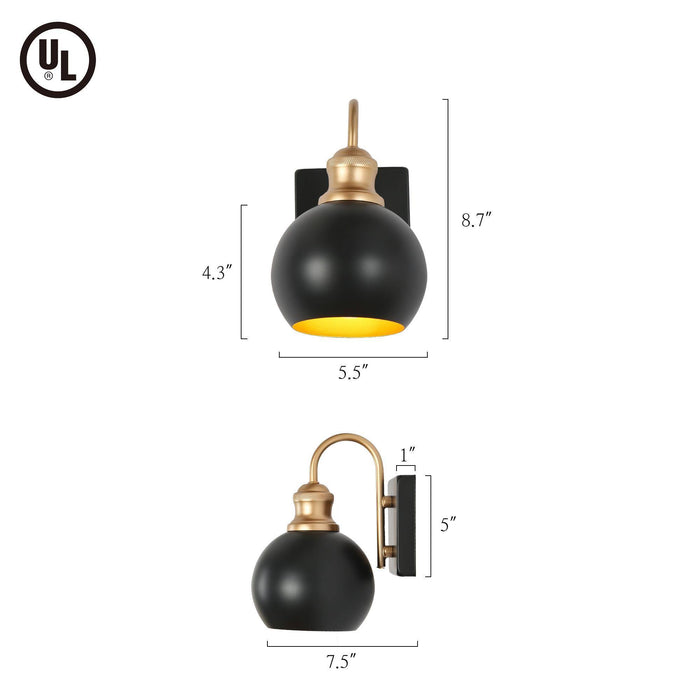 Burdock 1-Light Black and Brass Wall Sconce