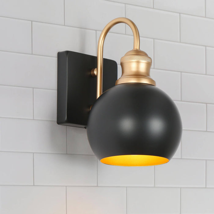 Burdock 1-Light Black and Brass Wall Sconce