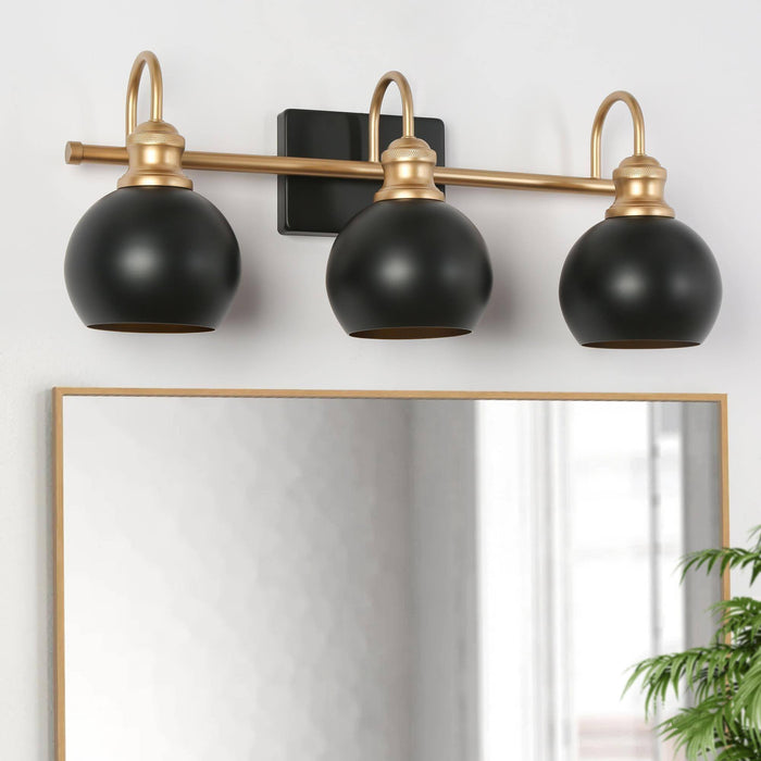Burdock 3-Light Black and Gold Bathroom Vanity Light