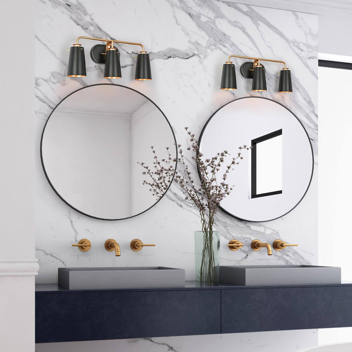 Suntiny 3-Light Black and Gold Bathroom Vanity Light