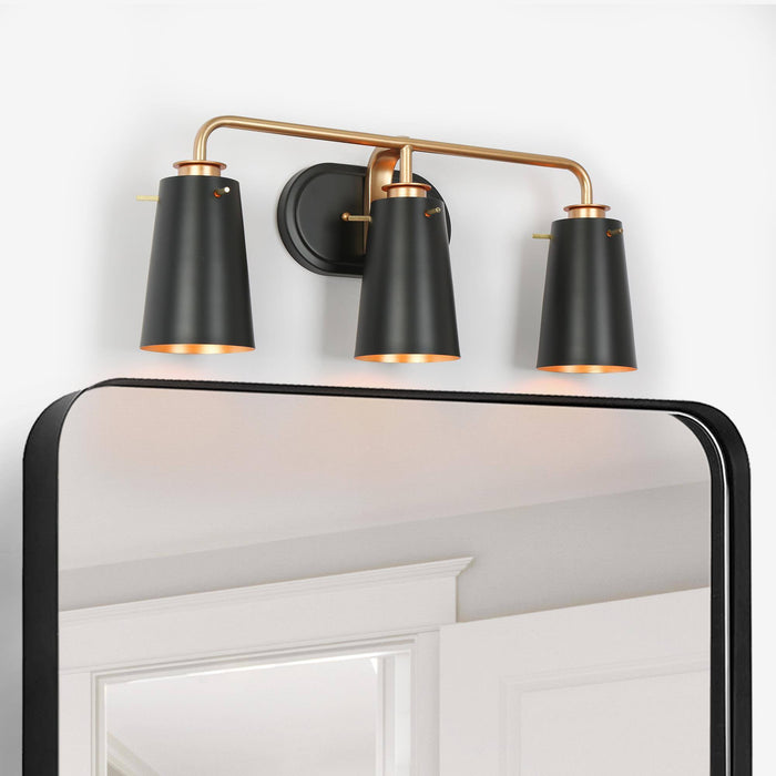 Suntiny 3-Light Black and Gold Bathroom Vanity Light