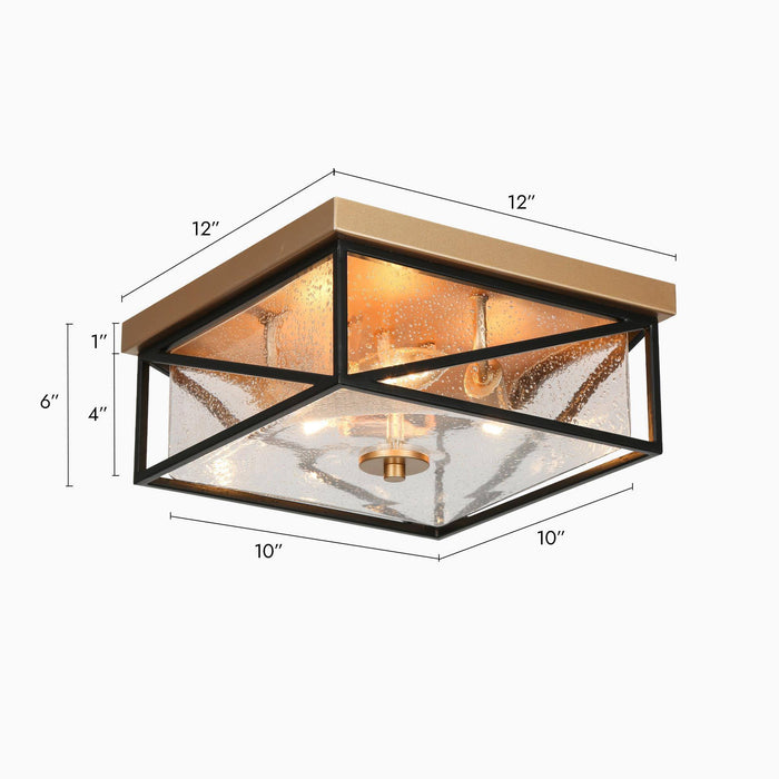 Orphia 3-Light Black And Gold Square Flush Mounts
