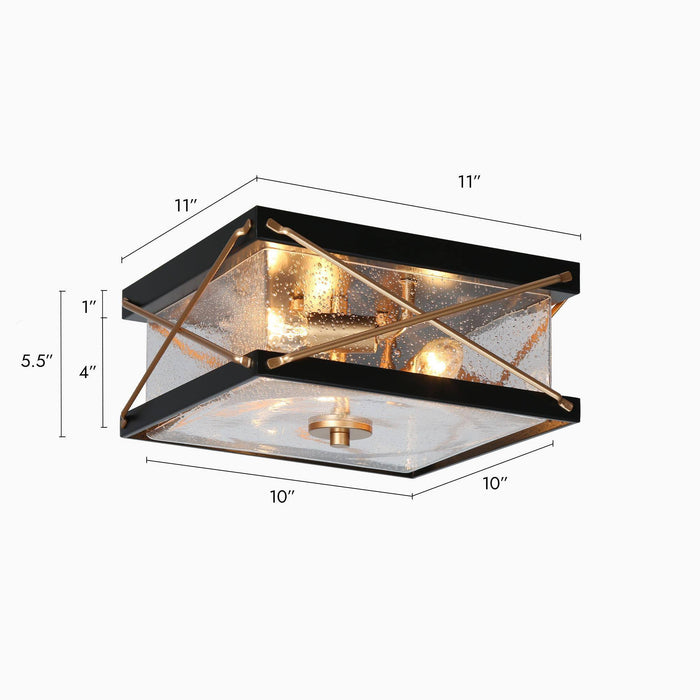 Orphia 3-Light Black And Gold Seeded Glass Flush Mounts