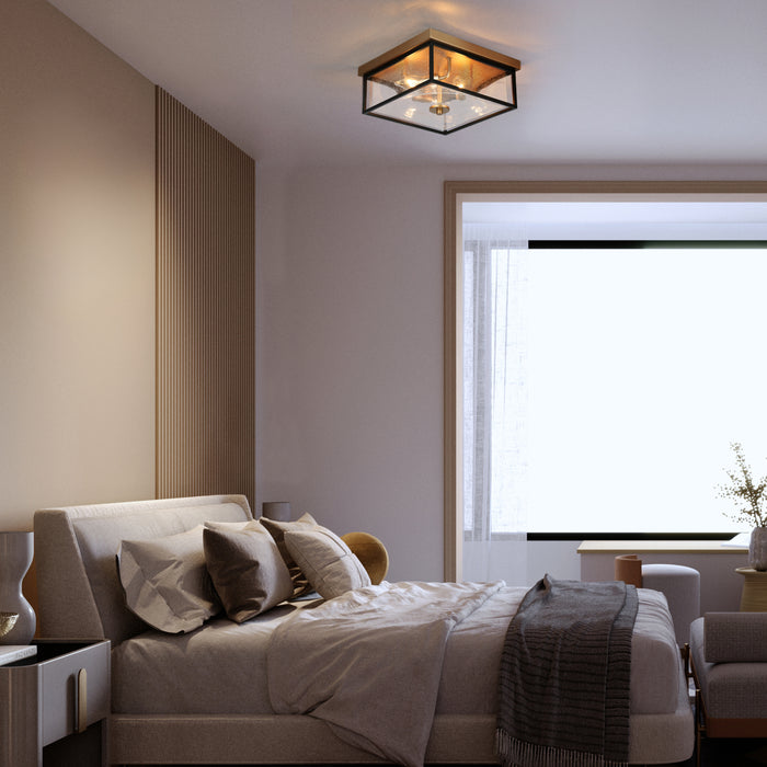 Orphia 3-Light Black And Gold Glass Flush Mounts