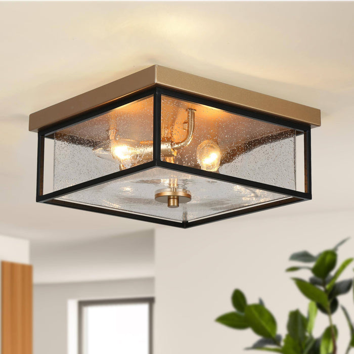 Orphia 3-Light Black And Gold Glass Flush Mounts
