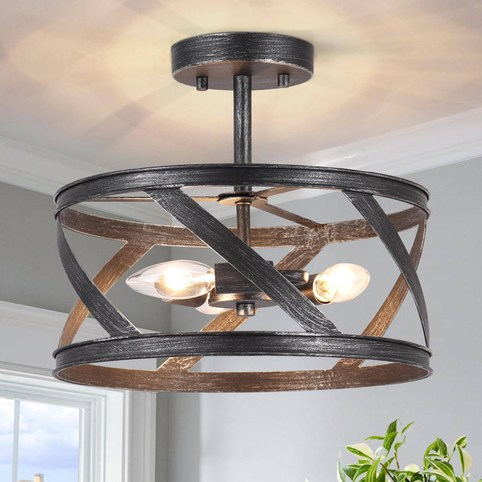 Cinnara 3-Light Black Semi-Flush Mount Light