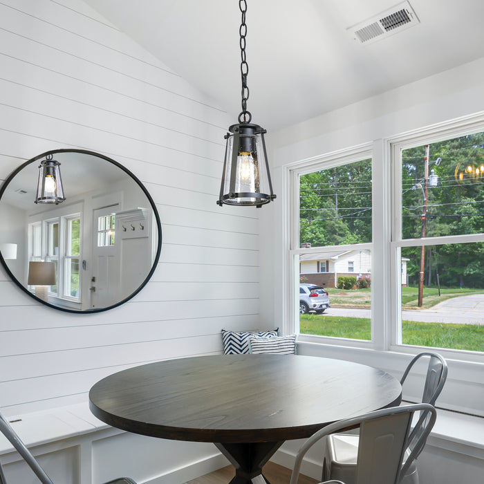 Veyna 1-Light Black Outdoor Pendant Light