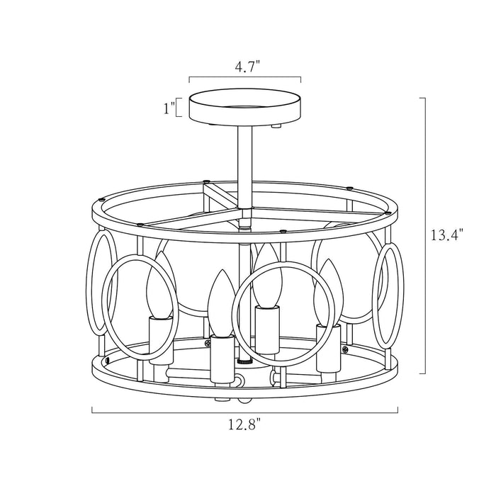 Sylana 4-Light White Semi-Flush Mount Light