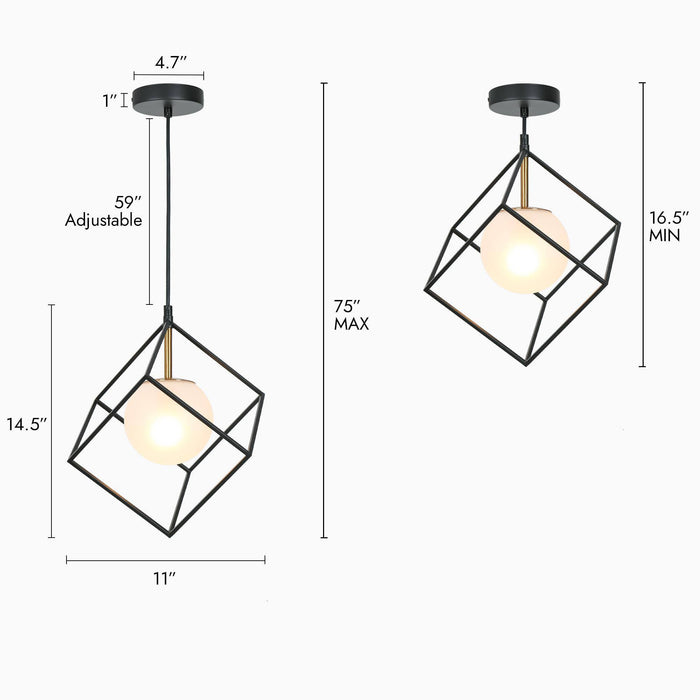 Ramela 1-Light Black and Brass Pendant Light