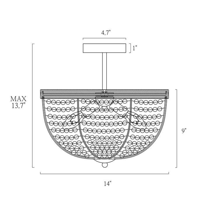 Chodira 3-Light Gold Semi-Flush Mount Light