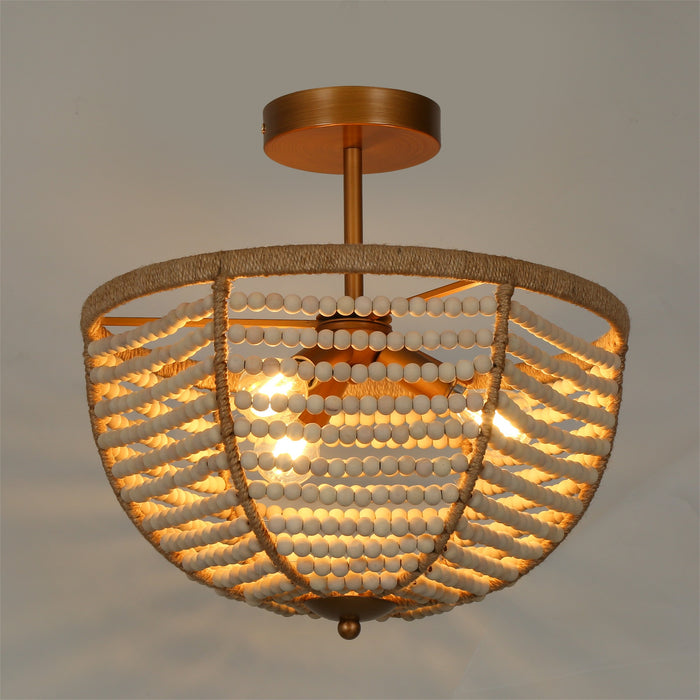 Chodira 3-Light Gold Semi-Flush Mount Light