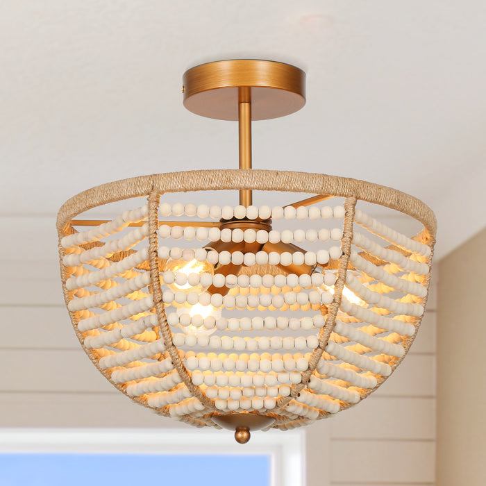 Chodira 3-Light Gold Semi-Flush Mount Light