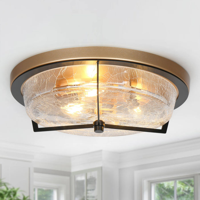 Bloora 3-Light Black And Gold Flush Mounts