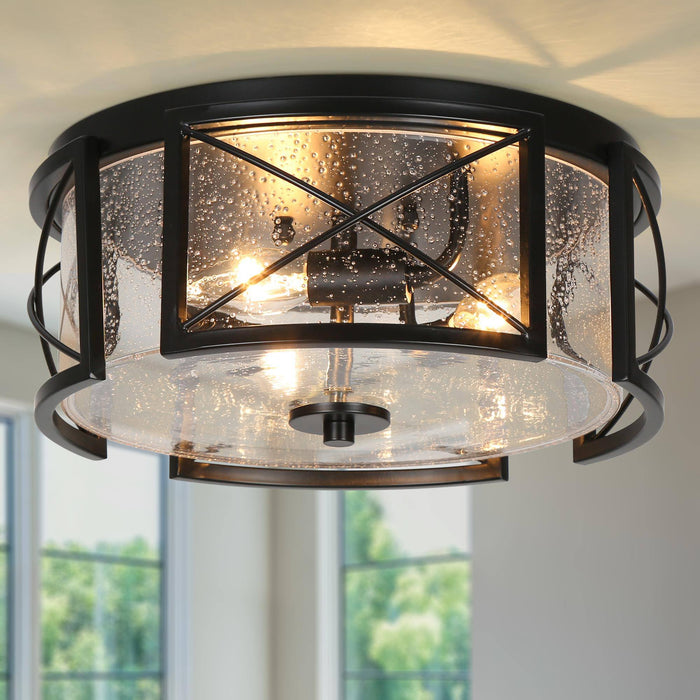 Rebecca 3-Light Black Flush Mount Light